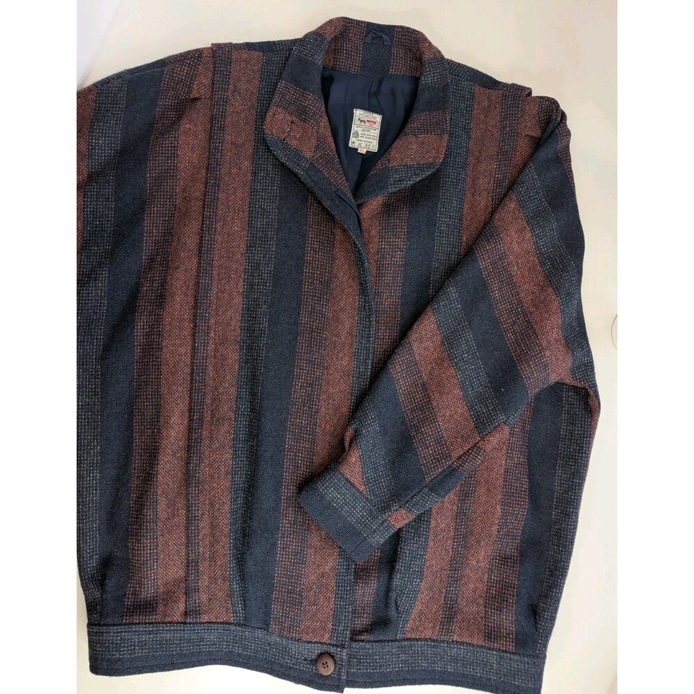 Avoca Collection Ireland Pure Wool Striped Jacket XL Vintage Made in Ireland